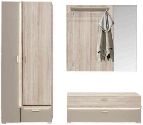 Komplett Garderobe mit LED-Beleuchtung