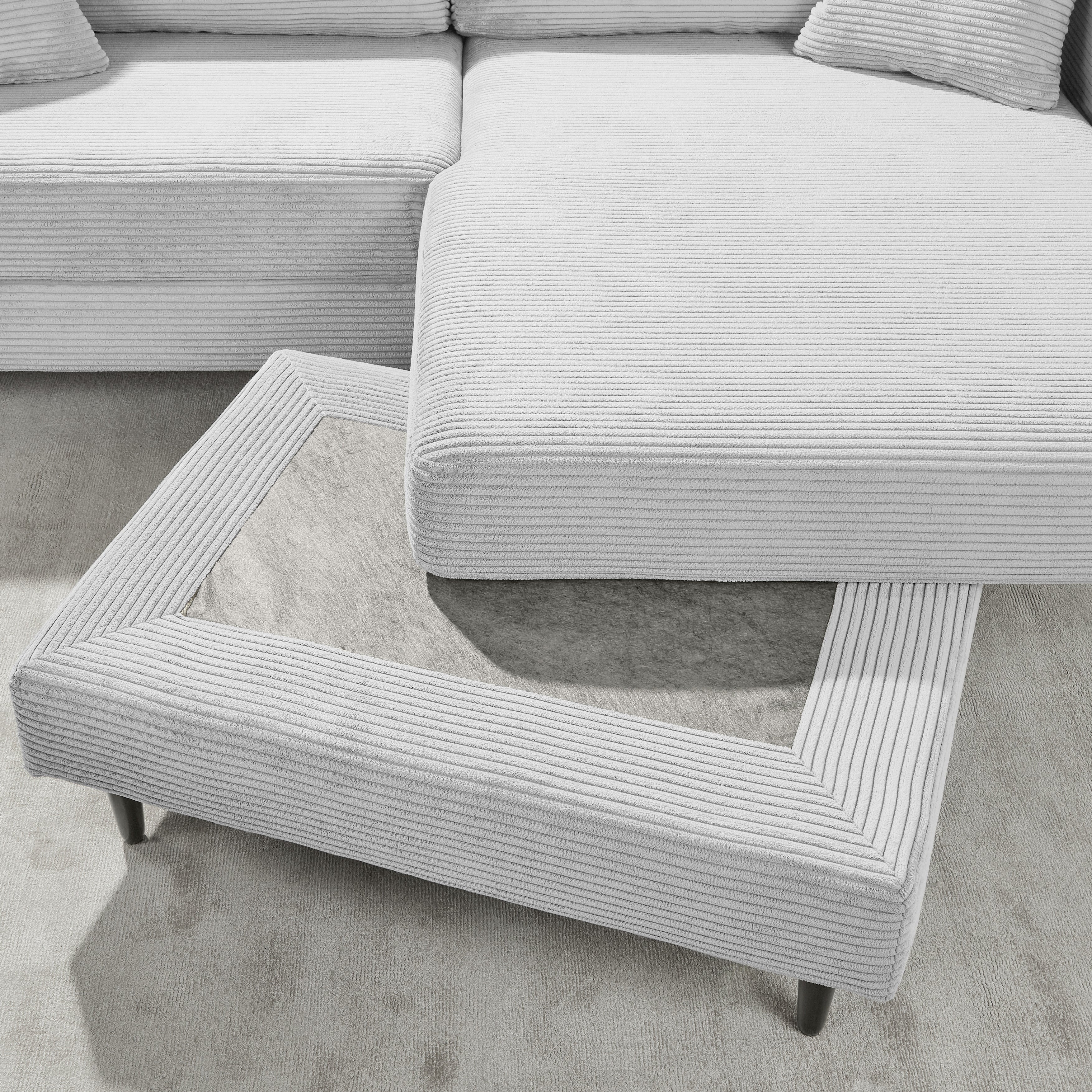 Ecksofa Cord Grau