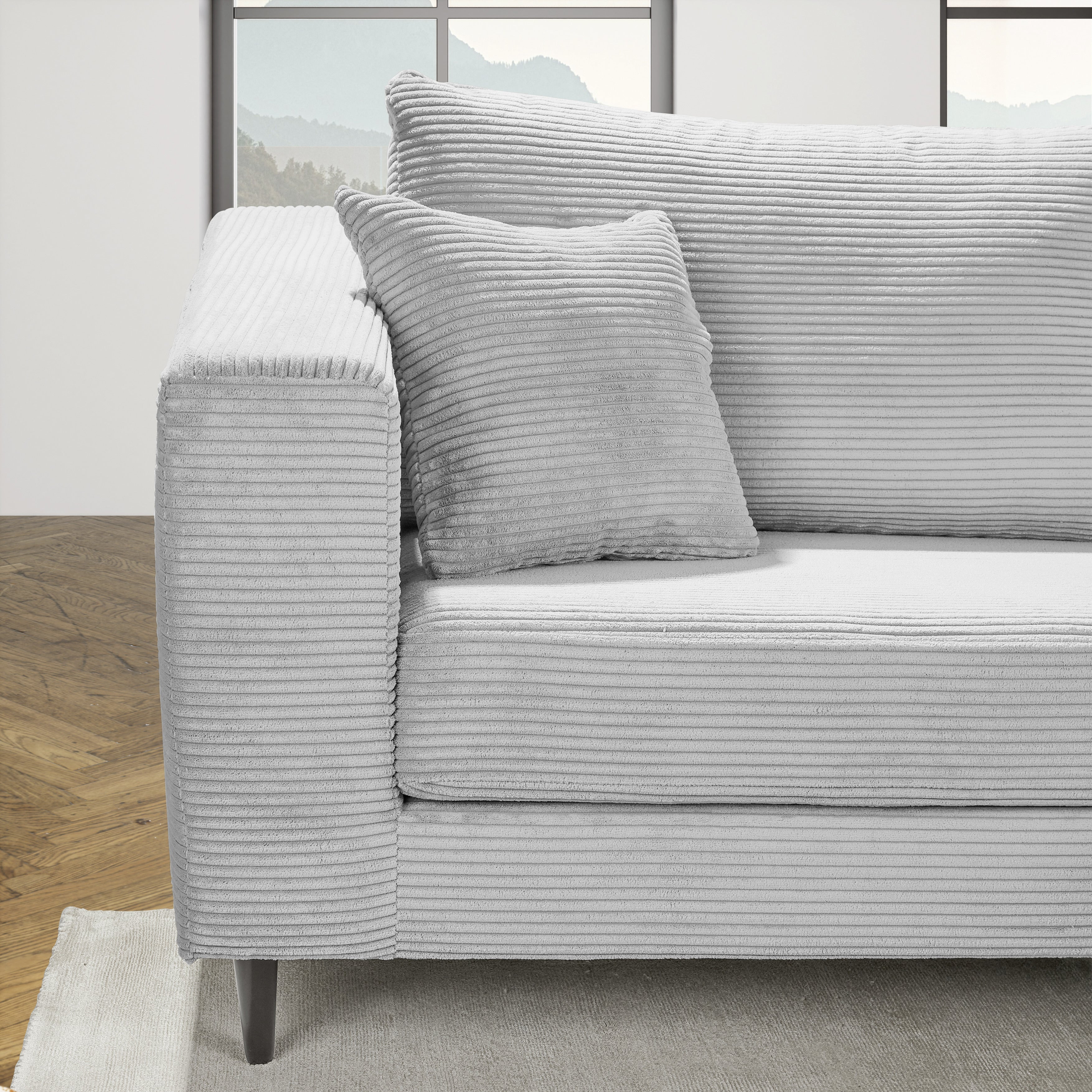 Ecksofa Cord Grau