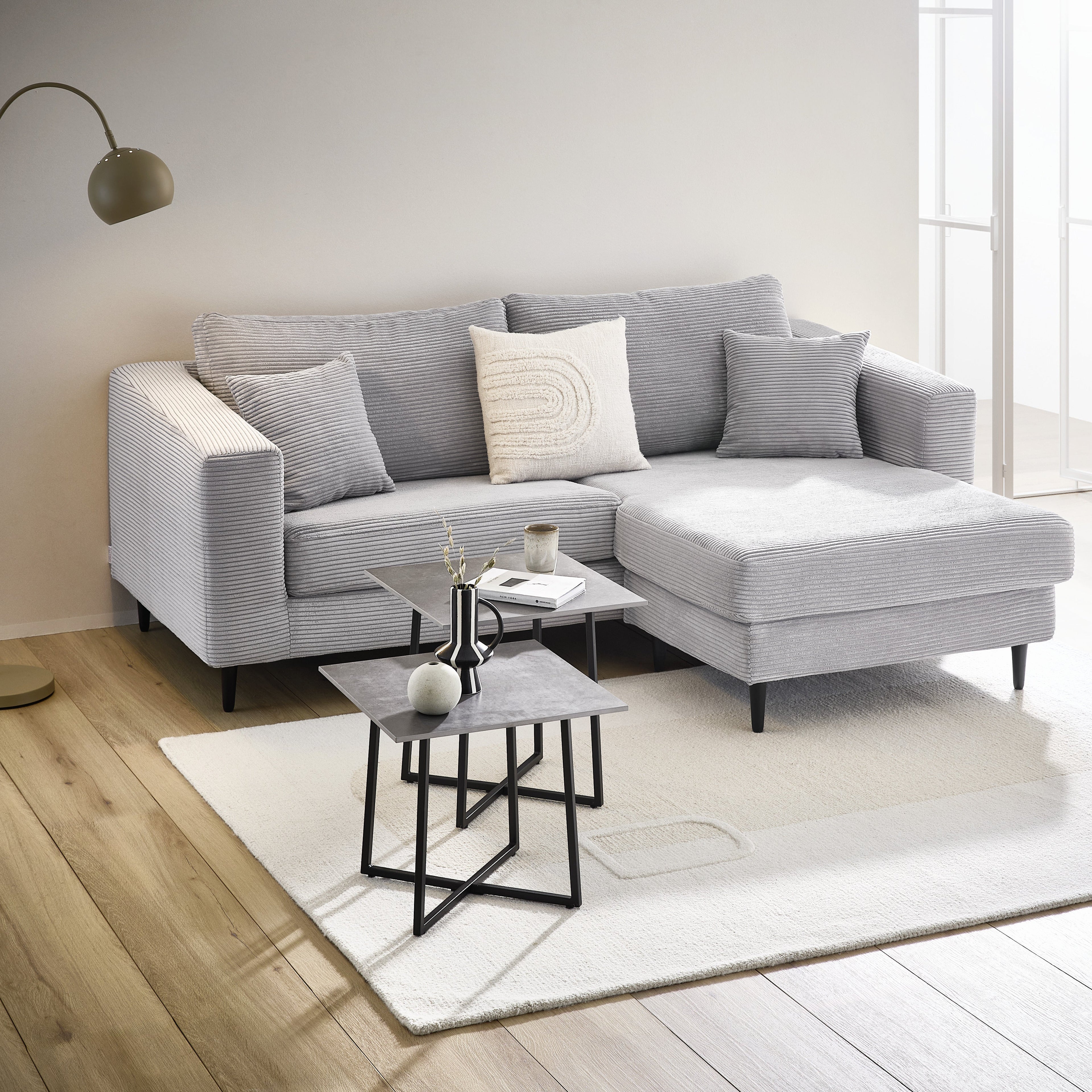 Ecksofa Cord Grau