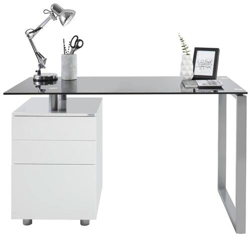 Schreibtisch mit Schwarzglas