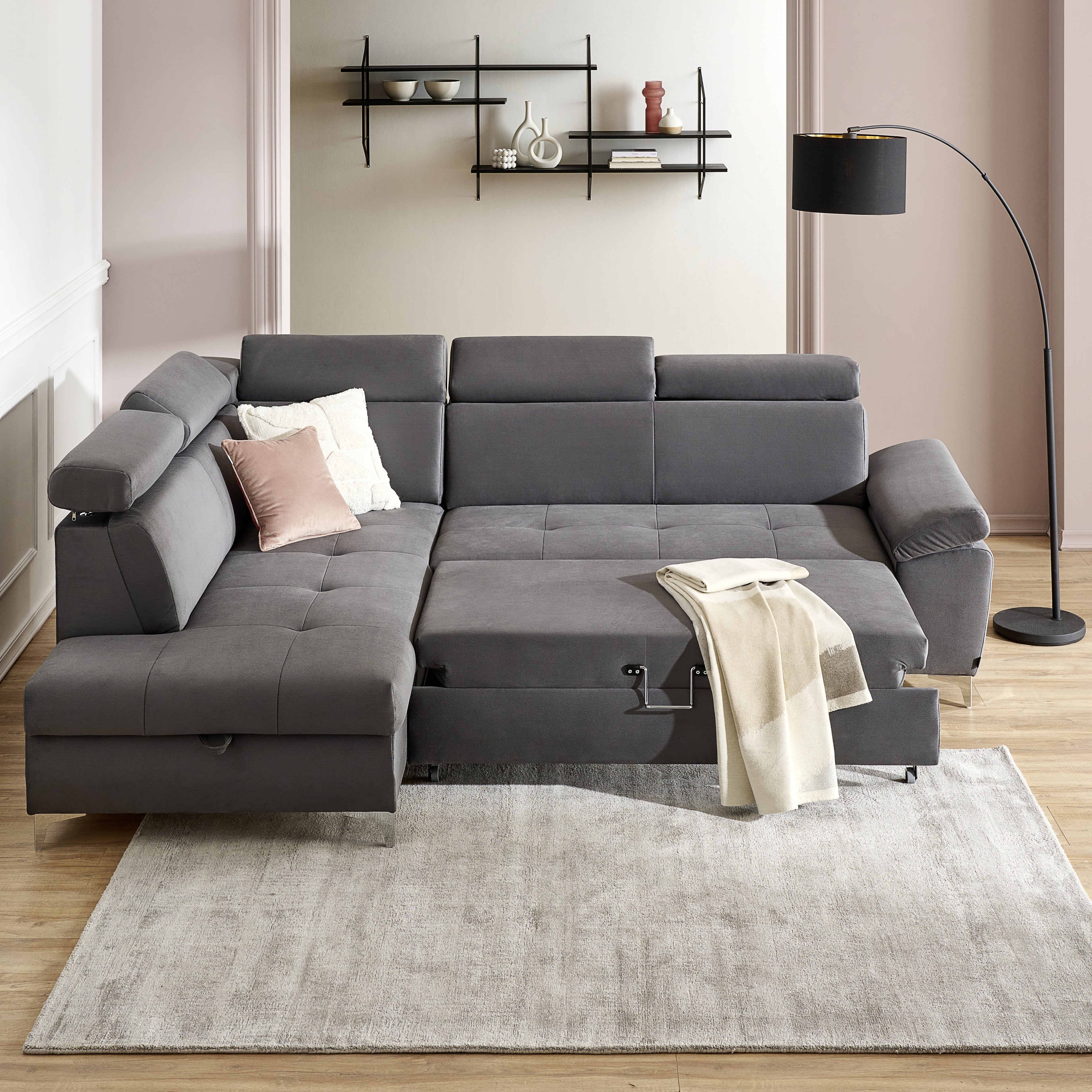 Ecksofa Raul Mikrofaserstoff dunkelgrau