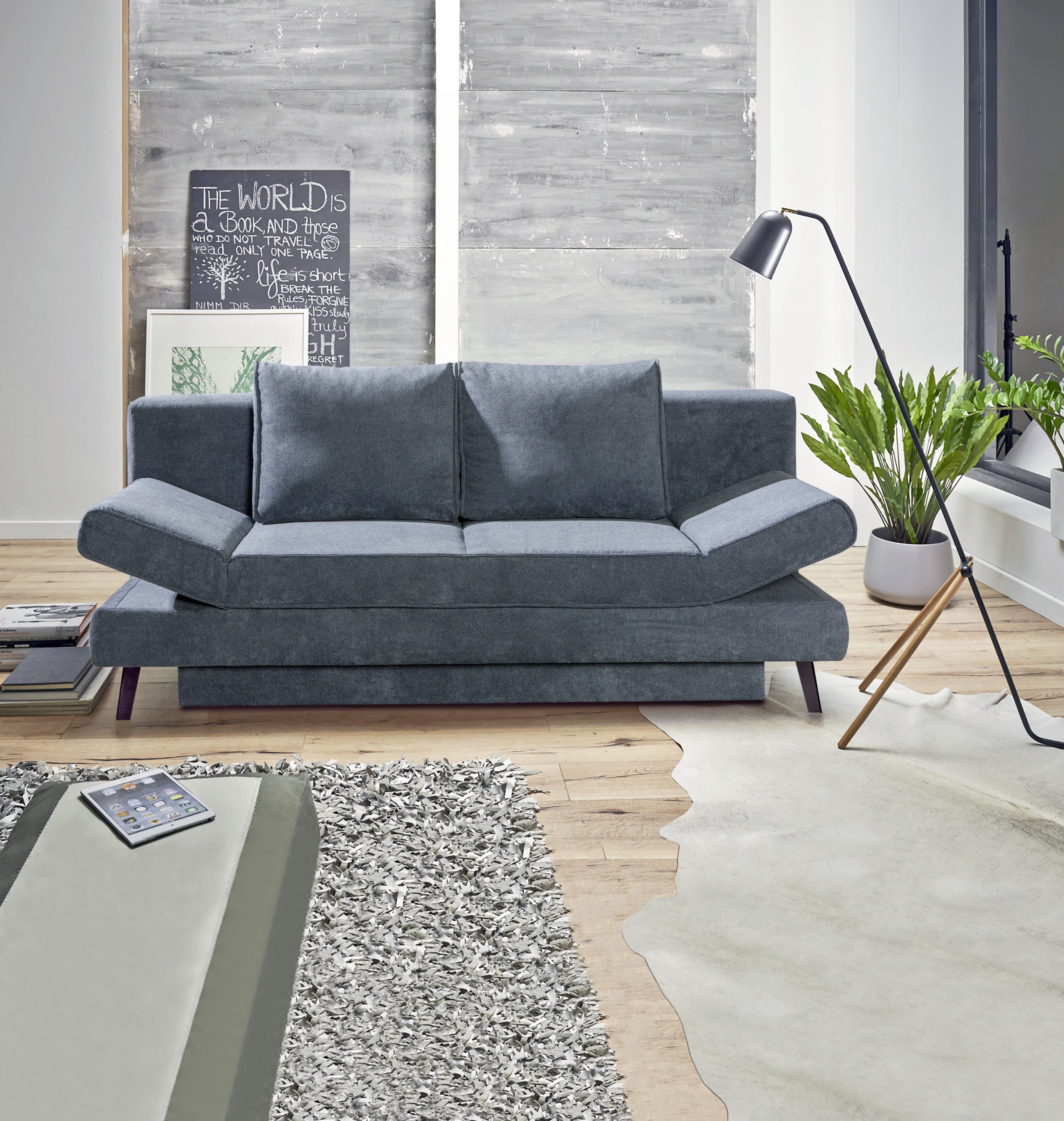 Schlafsofa Blau inkl. Bettkasten