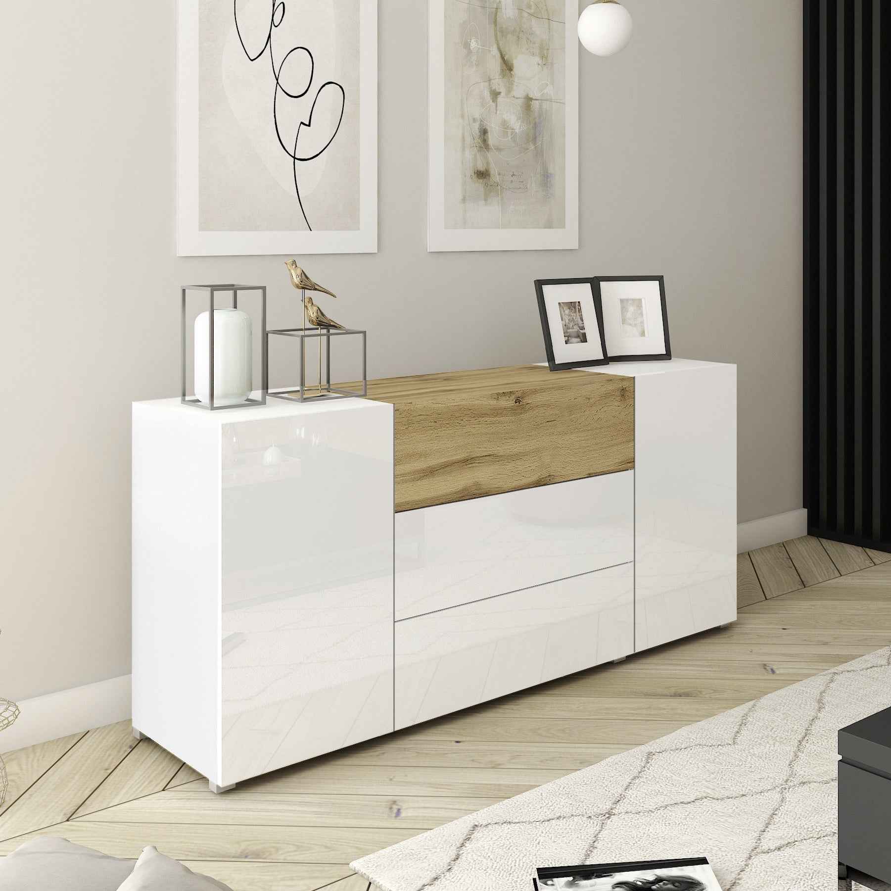 Sideboard weiß mit Eichwotan 150cm