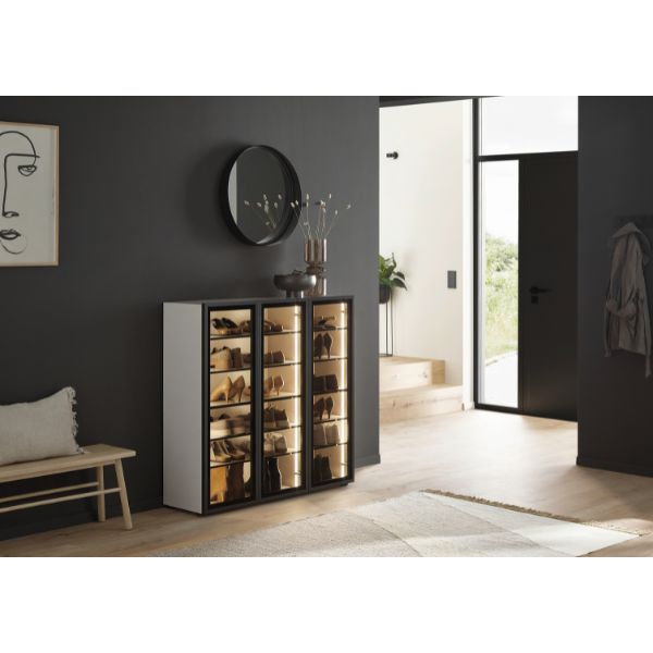 Schuhschrank Schwarz/Kaschmir mit Beleuchtung
