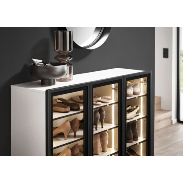 Schuhschrank Schwarz/Kaschmir mit Beleuchtung