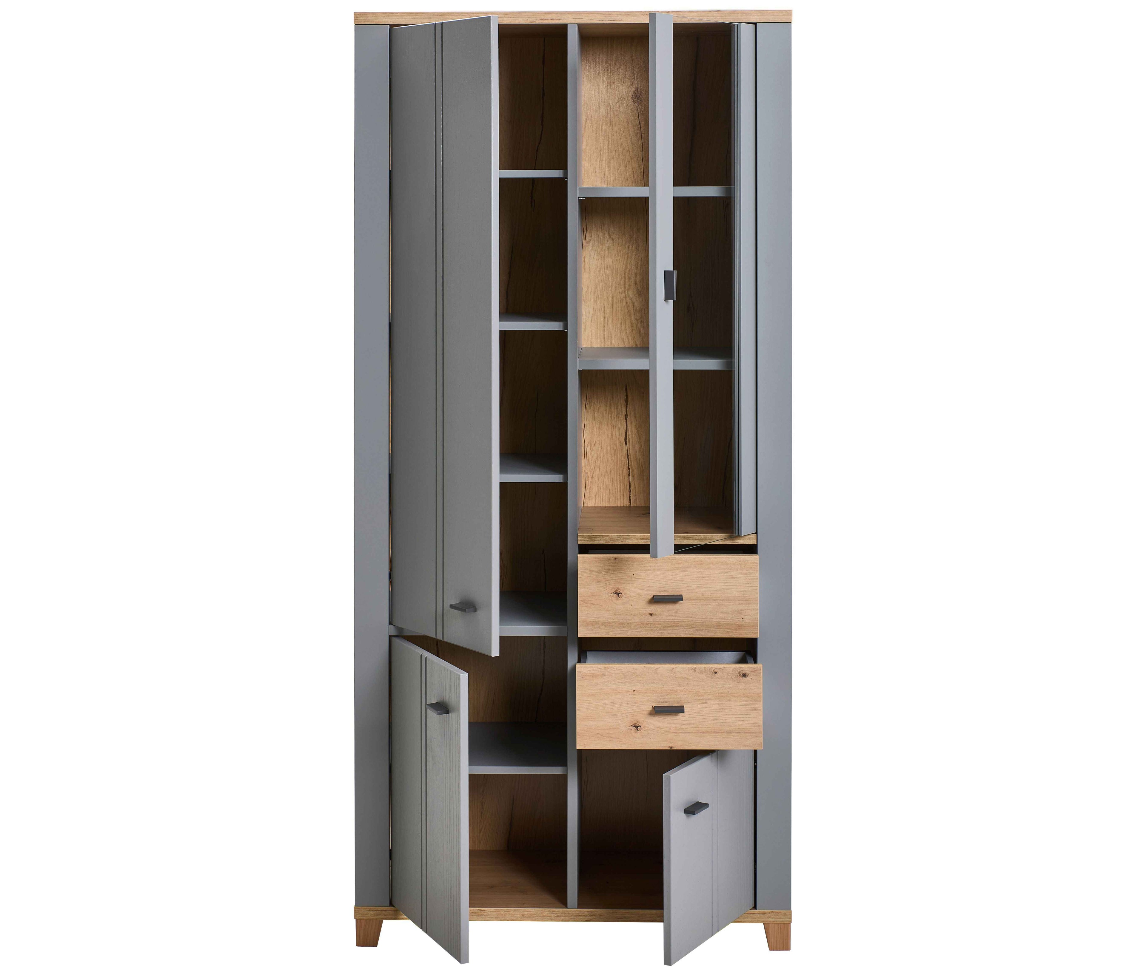 Vitrine Eiche Artisan/Grau