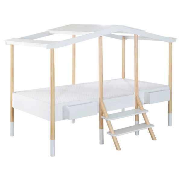 Hausbett Holz/Weiß