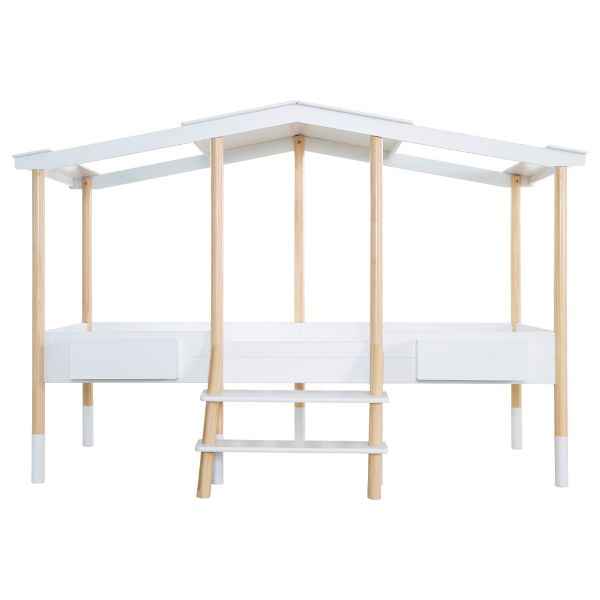 Hausbett Holz/Weiß