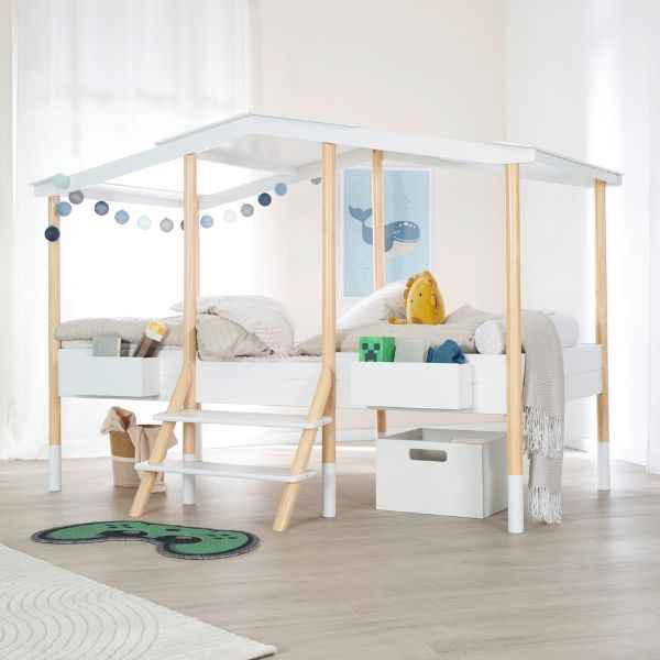 Hausbett Holz/Weiß