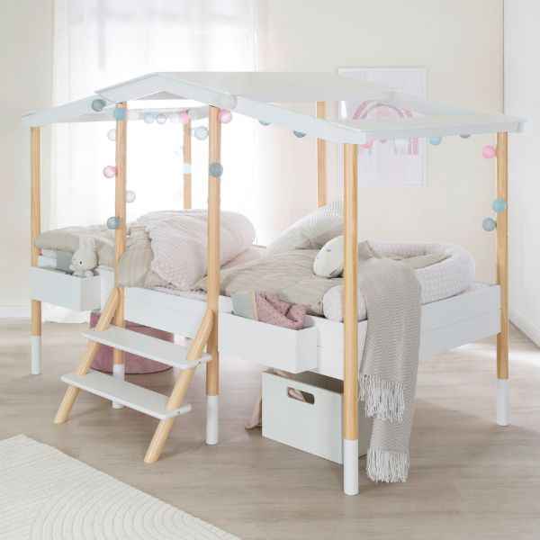 Hausbett Holz/Weiß