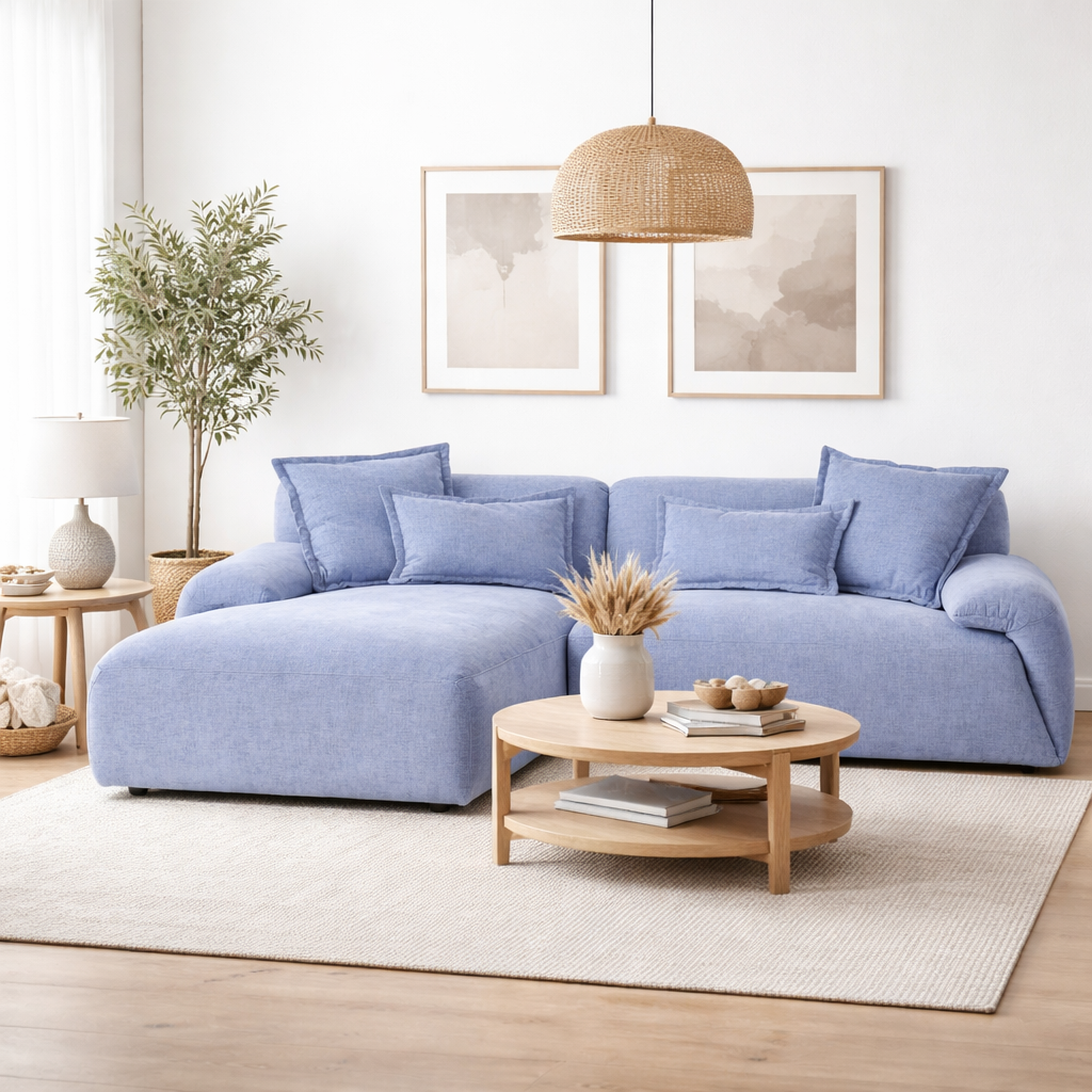 Ecksofa Blau inklusive Kissen