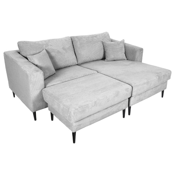 Ecksofa Cord Grau