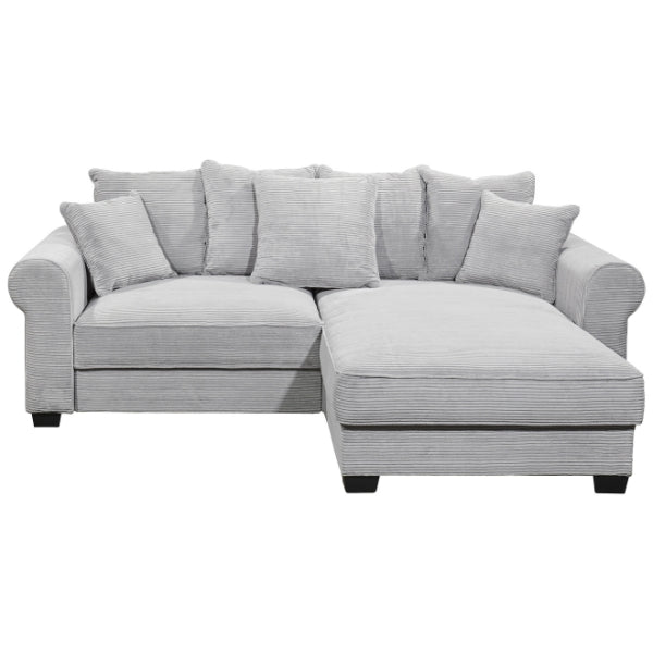 Ecksofa Cord Hellgrau Inklusive Bettkasten und Schlaffunktion