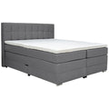 Boxspringbett 180x200 Grau mit Topper und Bettkasten
