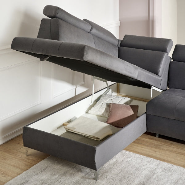 Ecksofa Raul Mikrofaserstoff dunkelgrau