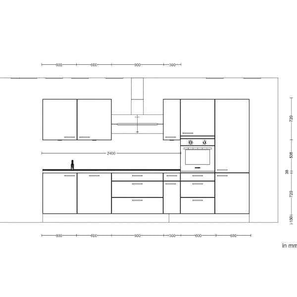 Nobilia Küchenblock Schilfgrün mit Eichefarben inkl. Geräten 360 cm