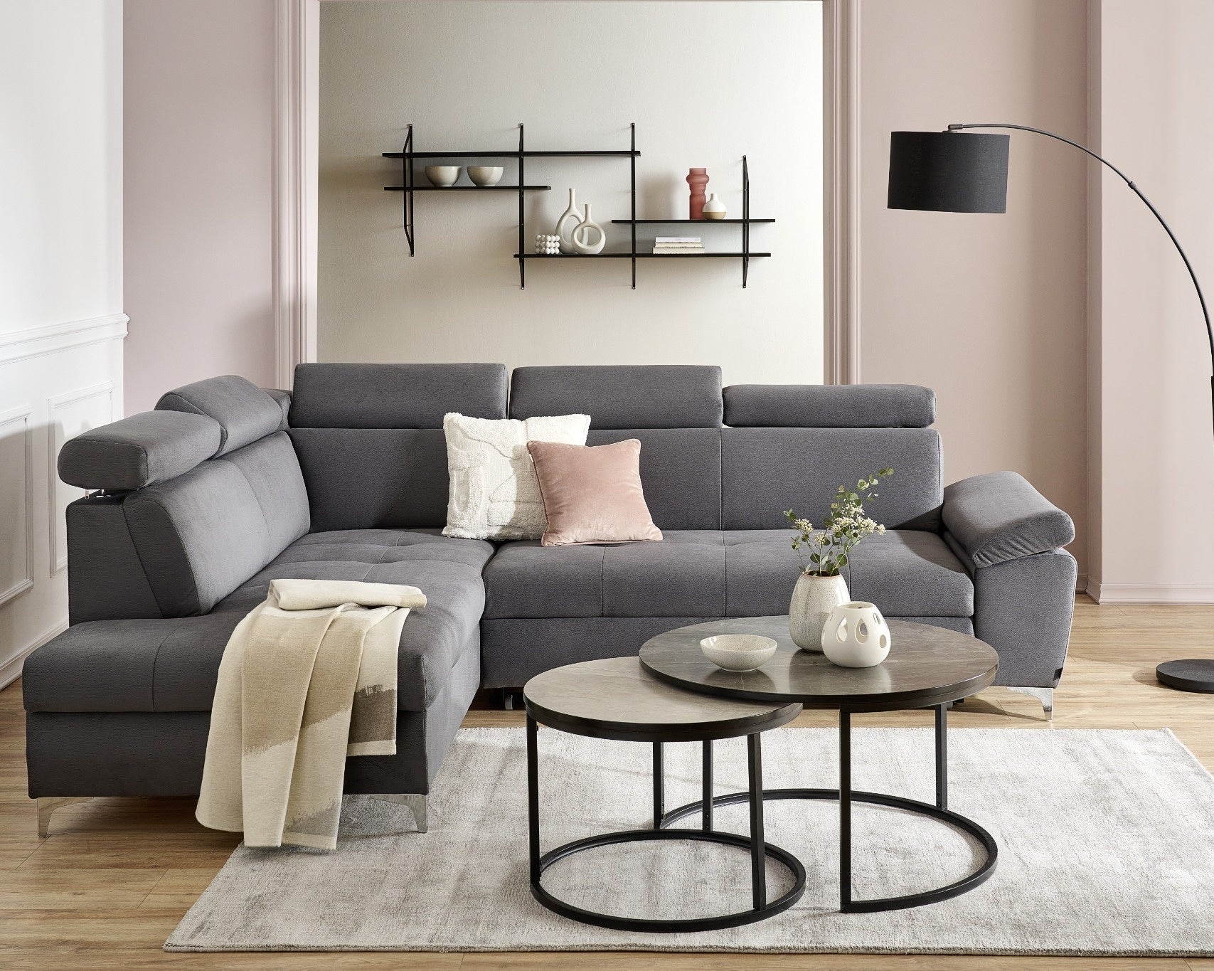 Ecksofa Raul Mikrofaserstoff dunkelgrau