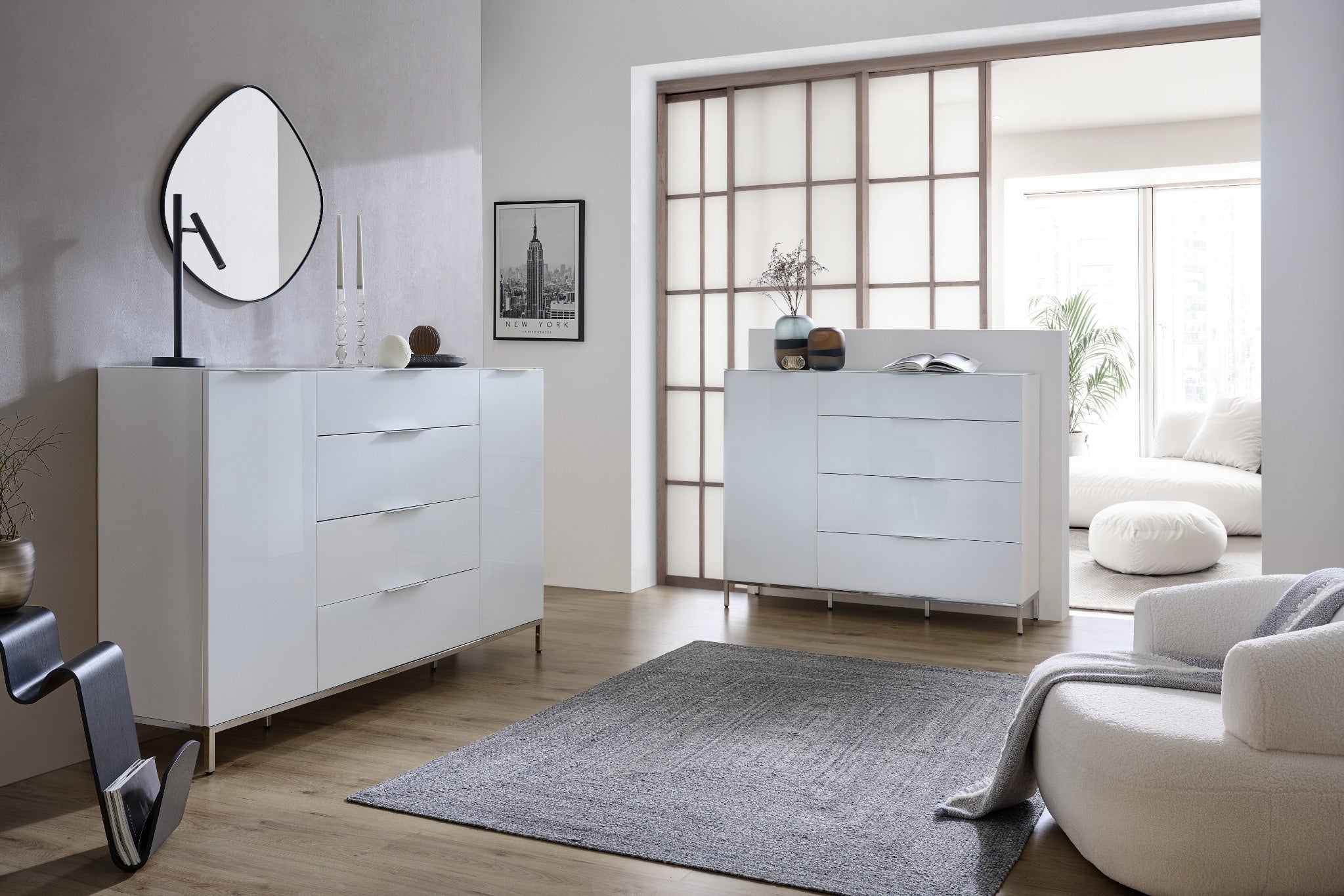 Sideboard Weiß Glas 135 cm