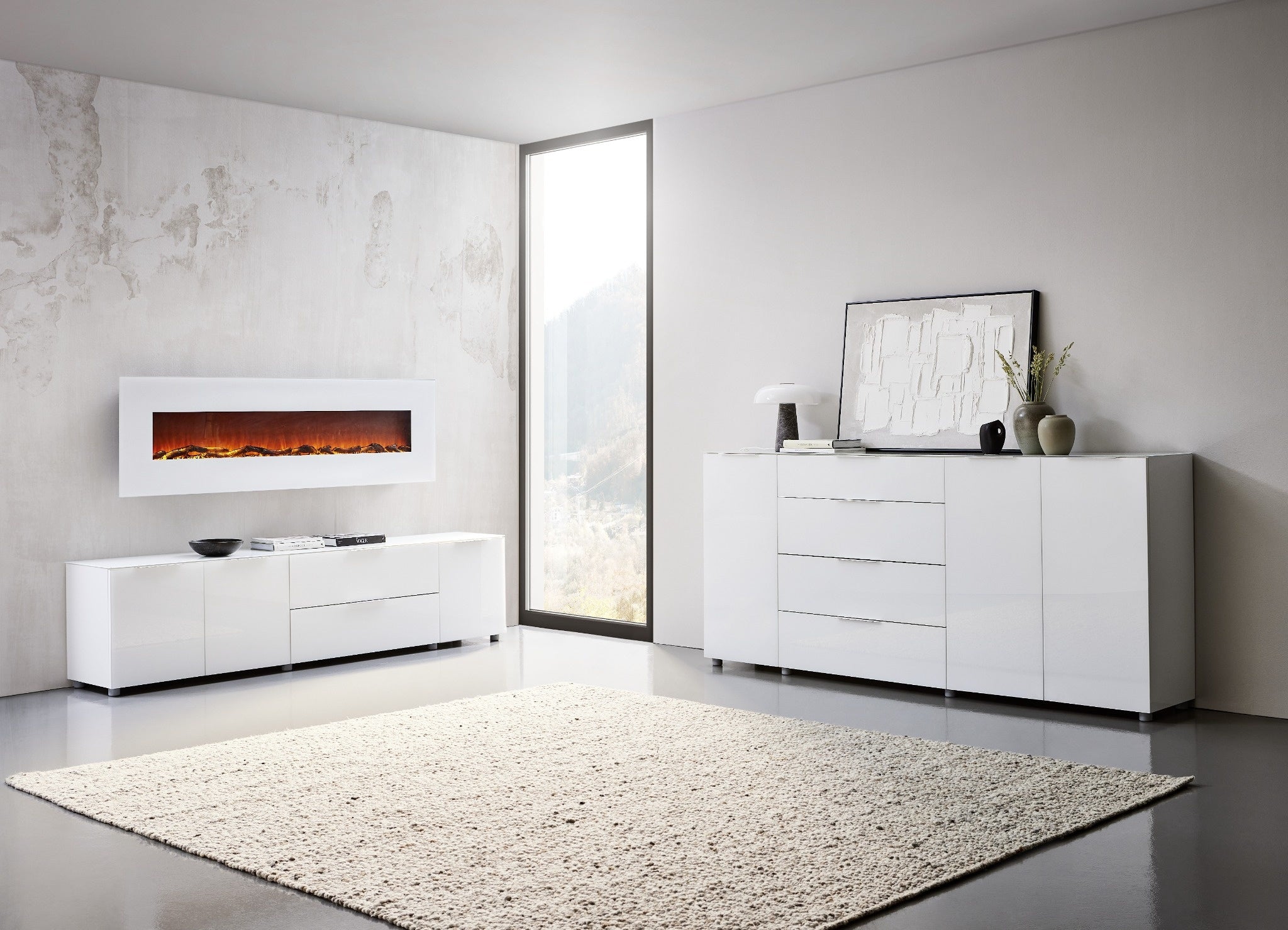 Sideboard Weiß Glas 225 cm